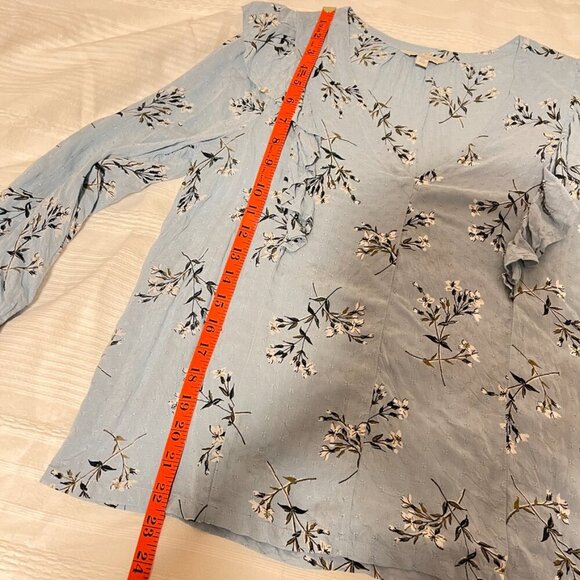 Lucky Brand Taylor Ruffle Peasant Blouse Blue - Small - Picture 15 of 16